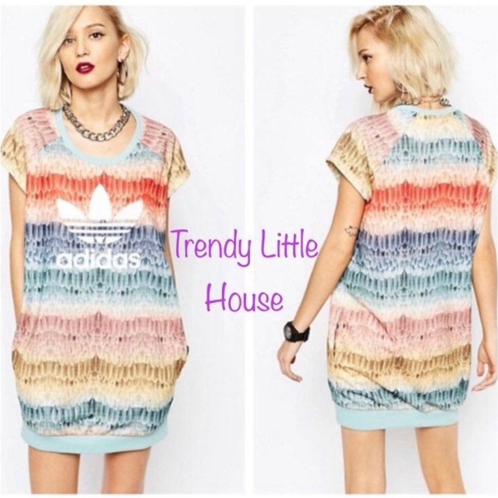 34)  NWT Adidas farm Rio feather dress S